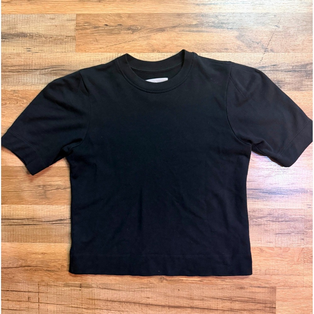 Everlane Short Sleeve Sweatshirt Black Puff Sleeve Cotton Minimalist S